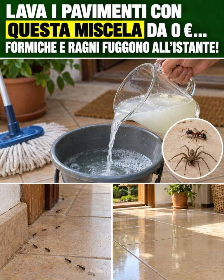 Lava i pavimenti con QUESTA miscela da 0 €… Formiche e ragni fuggono all’istante!